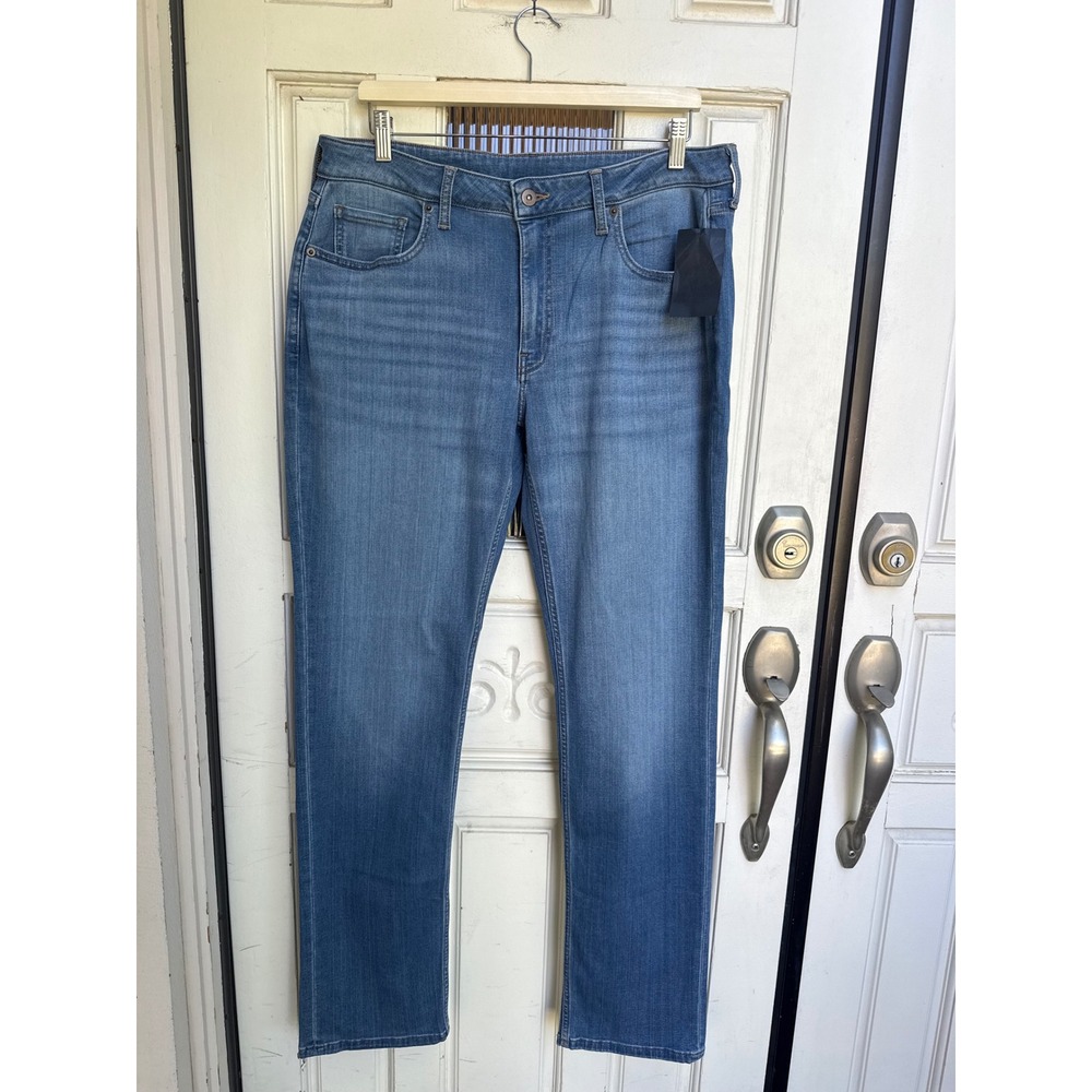 True Classic Mens Straight Leg Jeans Medium Wash Blue Stretch Denim Size 34x32